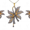 White Topaz Gemstone Studded 925 Sterling Silver Pendant & Earring Set SP04-1015