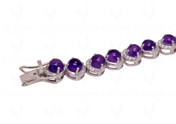 Amethyst & Topaz Gemstone 925 Sterling Solid Silver Tennis Bracelet Sb1015