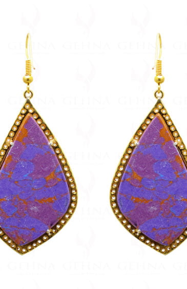 Purple Copper Color Stone Studded Handmade 925 Sterling Silver Earrings Se011015