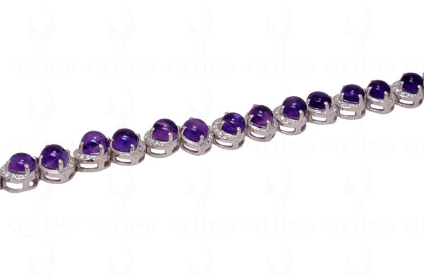 Amethyst & Topaz Gemstone 925 Sterling Solid Silver Tennis Bracelet Sb1015