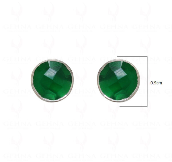 Green Onyx Round Shaped Gemstone Studded 925 Sterling Silver Earrings SE04-1015