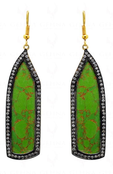 Green Copper Color Stone Studded Handmade 925 Sterling Silver Earrings Se011016