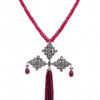Necklace Of Natural Ruby Gemstone Beads With 925 Sterling Silver Pendant SN-1016