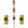 Multi Color Tourmaline Gemstone Sterling Silver Pendant & Earring Set SP04-1016