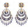 Pearl & Iolite Gemstone Enamel Work 925 Silver Chandelier Earrings  Se031017