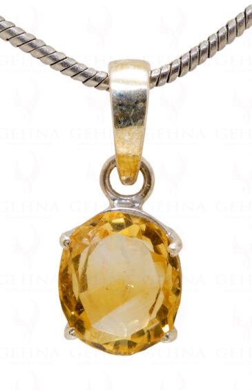 6.15 Cts Oval Shape Citrine Gemstone Studded 925 Silver Pendant SP02-1017