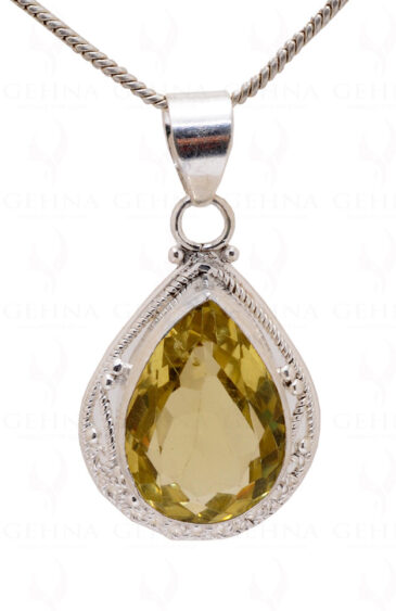 Lemon Topaz Pear Shape Gemstone Studded 925 Sterling Silver Pendant Sp031017