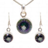 Mystic Quartz Round Shape Gemstone Studded 925 Silver Pendant & Earring SP04-1017