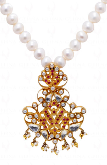 Sea Water Pearl, Tourmaline, & Sapphire Gemstone Necklace In .925 Silver SN-1017