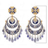 Pearl & Iolite Gemstone Enamel Work 925 Silver Chandelier Earrings  Se031017