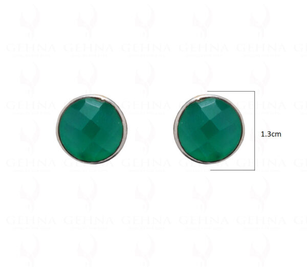 Green Onyx Round Shaped Gemstone Studded 925 Sterling Silver Earrings SE04-1017