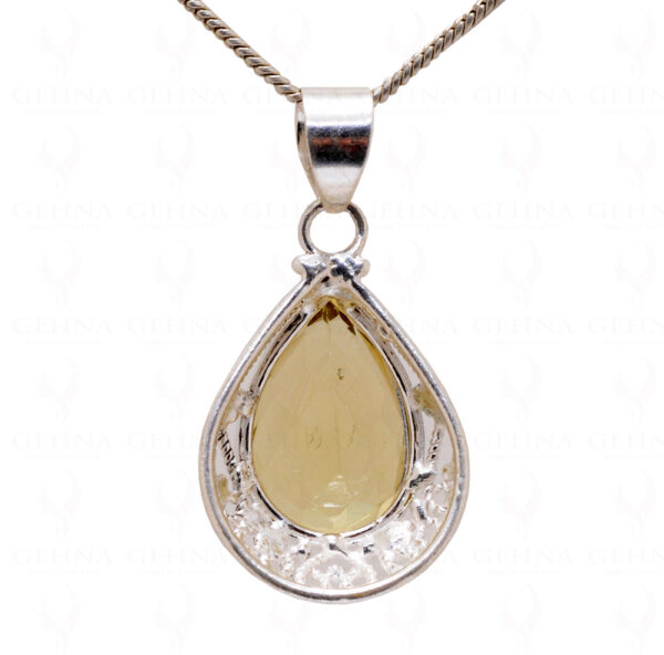 Lemon Topaz Pear Shape Gemstone Studded 925 Sterling Silver Pendant Sp031017