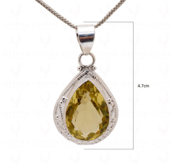 Lemon Topaz Pear Shape Gemstone Studded 925 Sterling Silver Pendant Sp031017