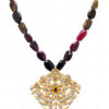 White Sapphire Polikes Studded Traditional Style Necklace In 925 Silver SN-1018