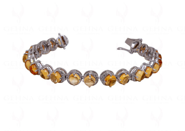 Citrine & Topaz Gemstone 925 Sterling Solid Silver Tennis Bracelet Sb1018