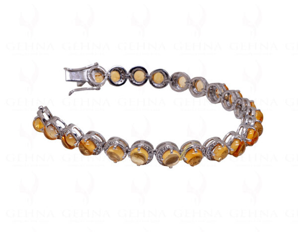 Citrine & Topaz Gemstone 925 Sterling Solid Silver Tennis Bracelet Sb1018