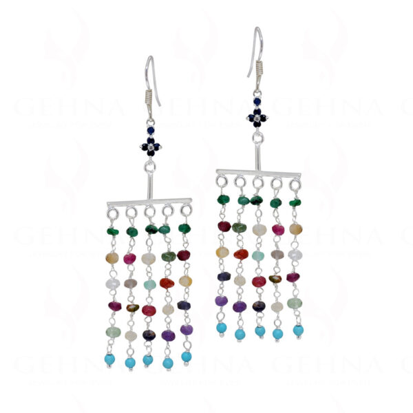 Multicolor Gemstones Bead Knotted 925 Sterling Silver Earrings SE05-1019