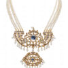 Pearl & White Sapphire Gemstone Studded Necklace In.925 Sterling Silver SN-1019