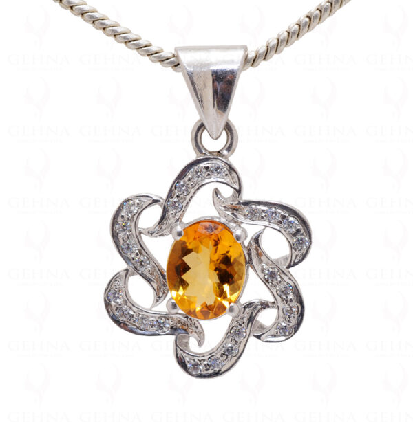 Citrine Oval Shape Gemstone Studded 925 Sterling Silver Pendant Sp011019