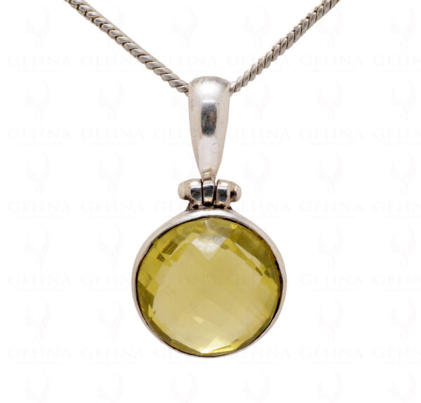 Lemon Topaz Round Shape Gemstone Studded 925 Sterling Silver Pendant Sp031019