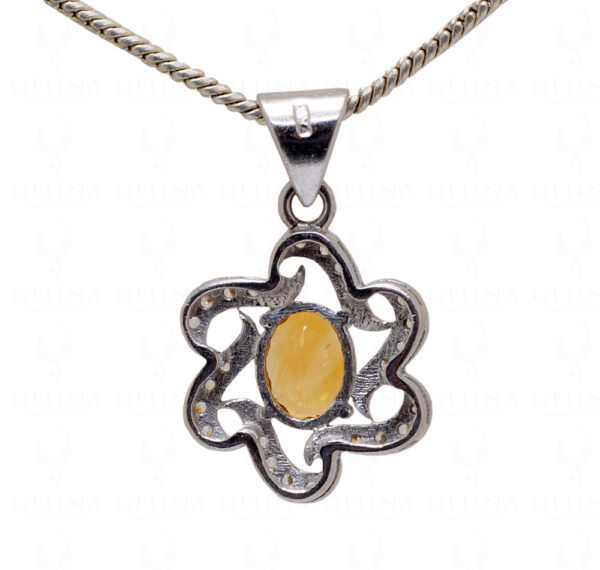 Citrine Oval Shape Gemstone Studded 925 Sterling Silver Pendant Sp011019