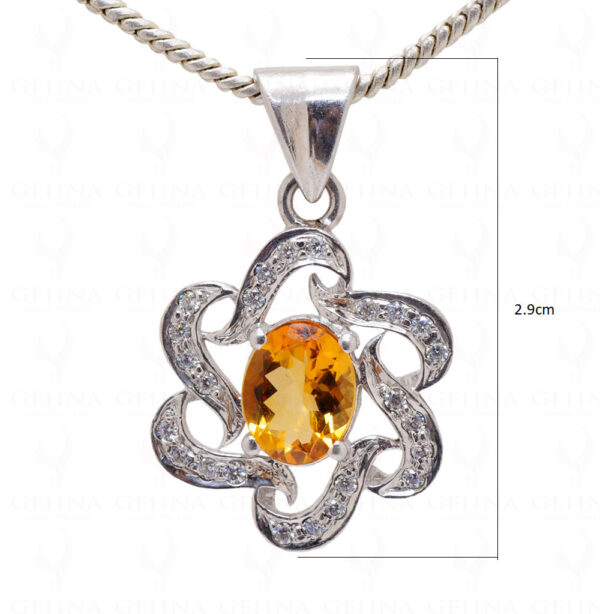 Citrine Oval Shape Gemstone Studded 925 Sterling Silver Pendant Sp011019