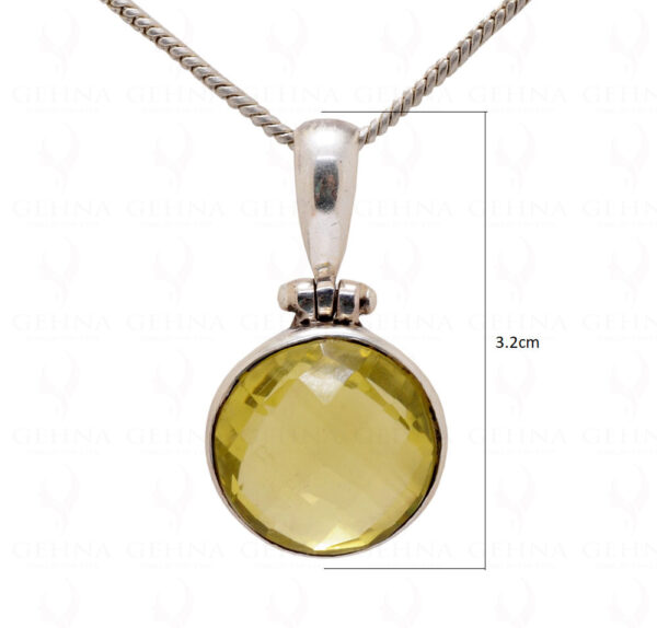 Lemon Topaz Round Shape Gemstone Studded 925 Sterling Silver Pendant Sp031019