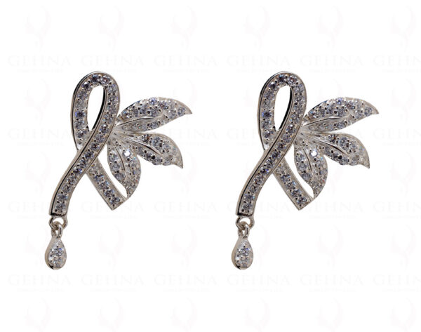 White Topaz Gemstone Studded 925 Sterling Silver Pendant & Earring Set SP04-1019