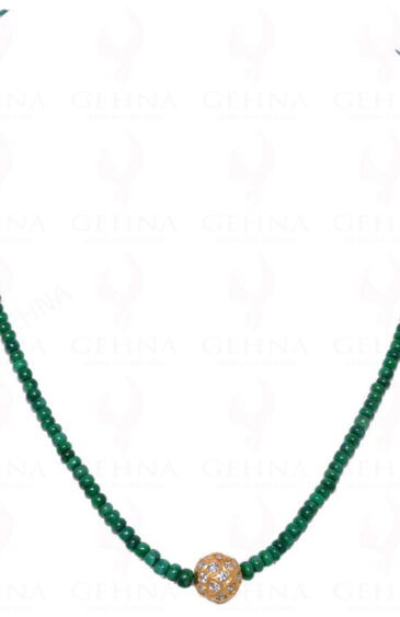 Emerald Gemstone Bead With White Quartz Studded Ball Ln011020