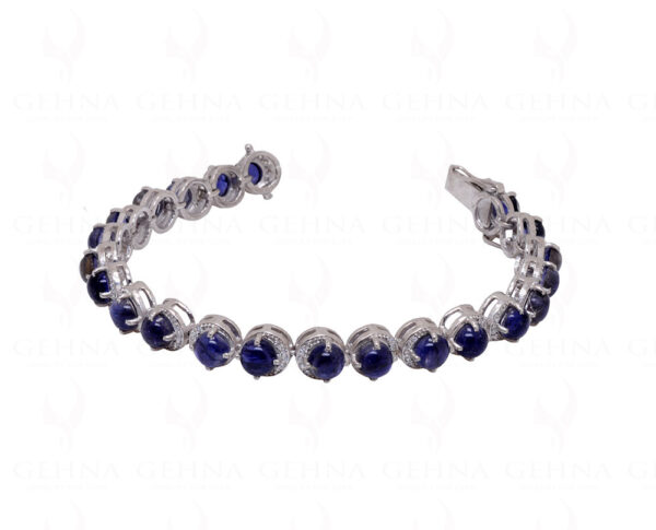 Iolite & Topaz Gemstone 925 Sterling Solid Silver Tennis Bracelet Sb1020