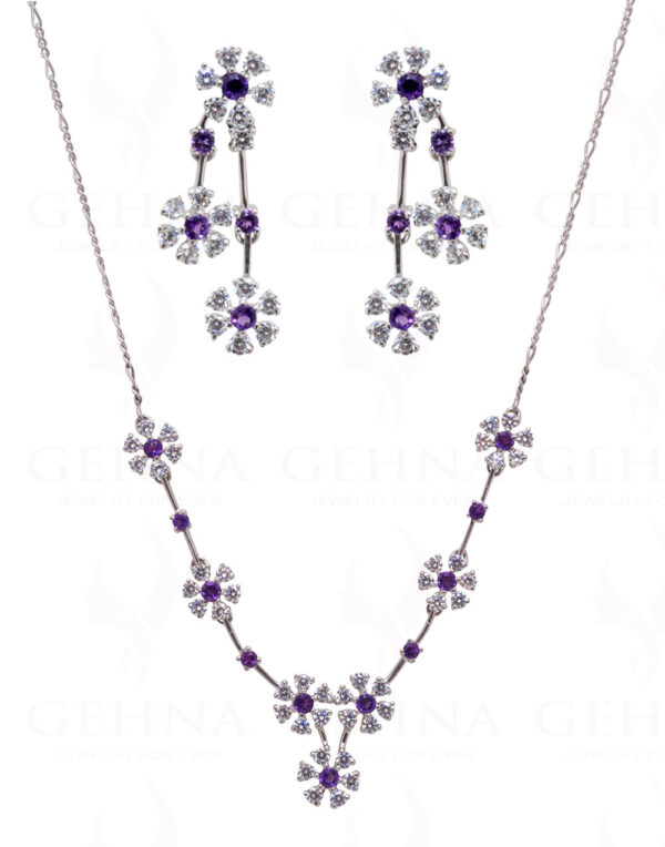 Amethyst, Topaz Gemstone Necklace & Earring In 925 Sterling Silver SN-1020