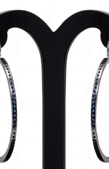 Sapphire Gemstone Studded Hoop Style 925 Sterling Silver Earrings Se011020