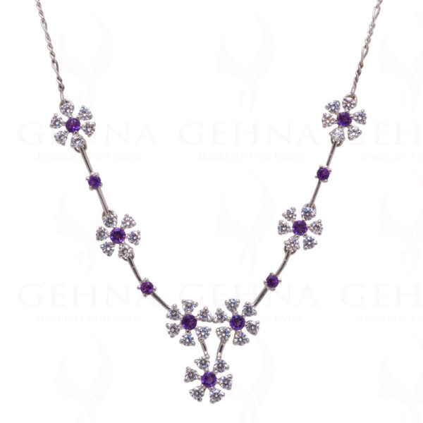 Amethyst, Topaz Gemstone Necklace & Earring In 925 Sterling Silver SN-1020