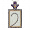 Amethyst Aquamarine Engraved Gemstone Pendant & Earrings In 925 Silver SP04-1020