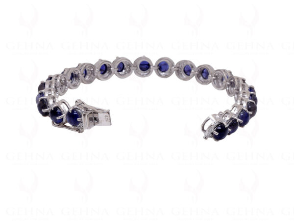 Iolite & Topaz Gemstone 925 Sterling Solid Silver Tennis Bracelet Sb1020