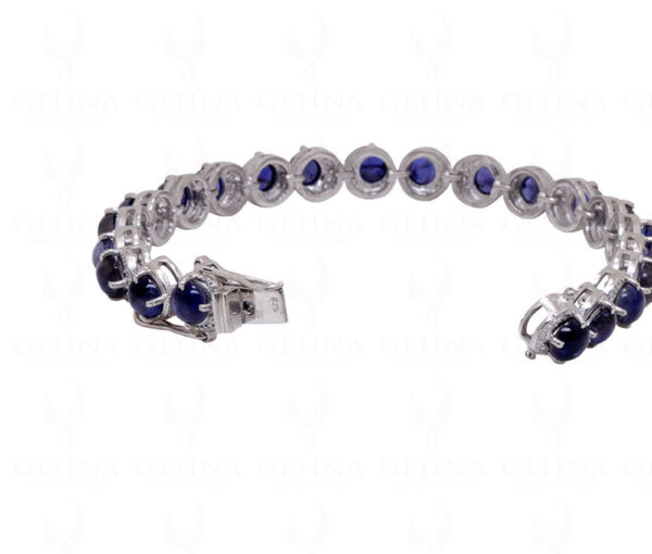 Iolite & Topaz Gemstone 925 Sterling Solid Silver Tennis Bracelet Sb1020