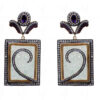 Amethyst Aquamarine Engraved Gemstone Pendant & Earrings In 925 Silver SP04-1020