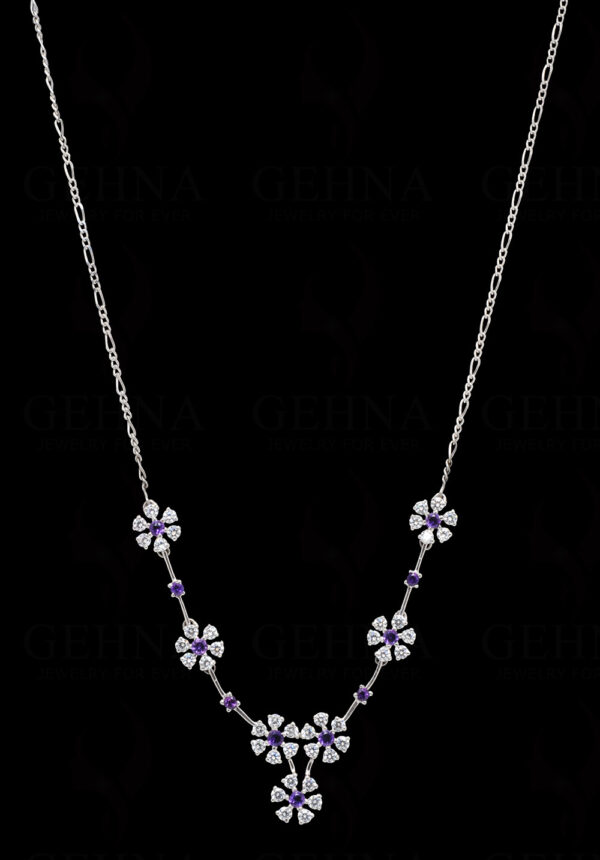 Amethyst, Topaz Gemstone Necklace & Earring In 925 Sterling Silver SN-1020