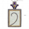 Amethyst Aquamarine Engraved Gemstone Pendant & Earrings In 925 Silver SP04-1020