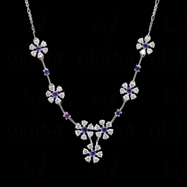 Amethyst, Topaz Gemstone Necklace & Earring In 925 Sterling Silver SN-1020