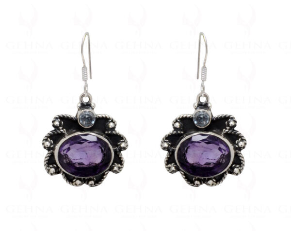 Amethyst Oval Shaped Gemstone Studded 925 Sterling Silver Earrings SE04-1021