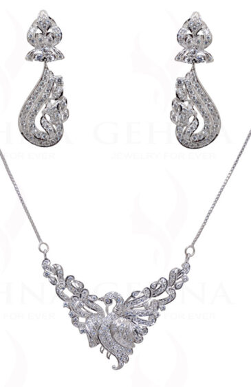 Topaz Gemstone Peacock Shape Pendant & Earring In 925 Sterling Silver SN-1021
