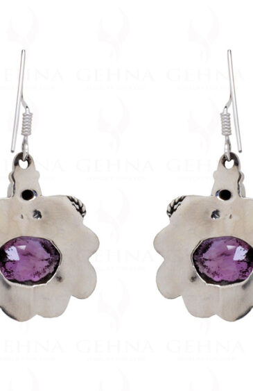 Amethyst Oval Shaped Gemstone Studded 925 Sterling Silver Earrings SE04-1021