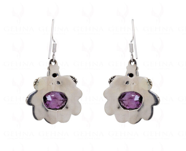 Amethyst Oval Shaped Gemstone Studded 925 Sterling Silver Earrings SE04-1021