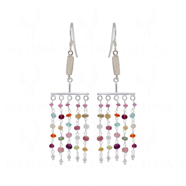 Multicolor Gemstones Bead Knotted 925 Sterling Silver Earrings  SE05-1021