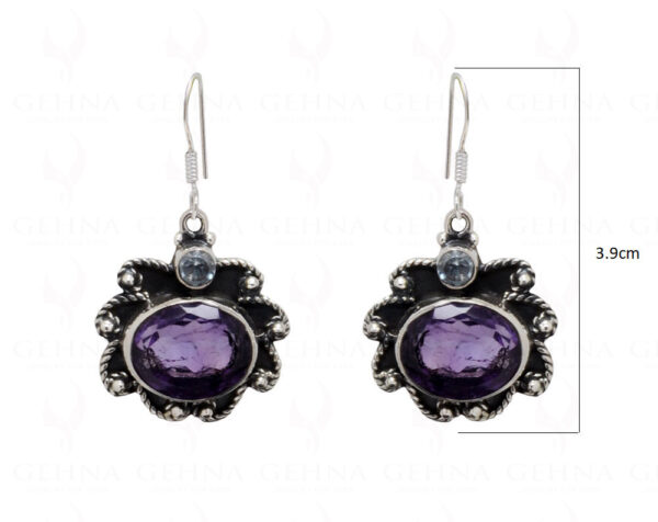 Amethyst Oval Shaped Gemstone Studded 925 Sterling Silver Earrings SE04-1021