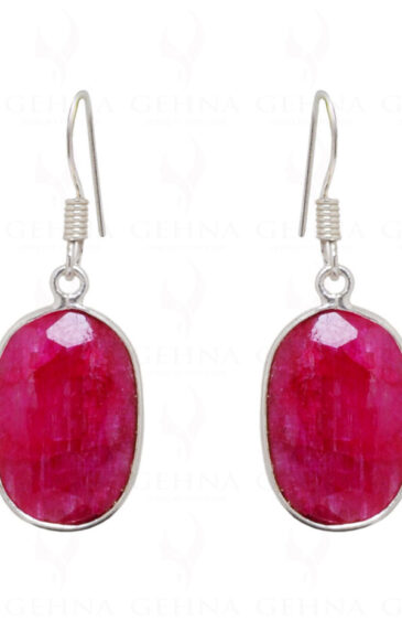 Ruby Oval Shaped Gemstone Studded 925 Sterling Silver Earrings SE04-1022