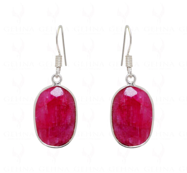 Ruby Oval Shaped Gemstone Studded 925 Sterling Silver Earrings SE04-1022