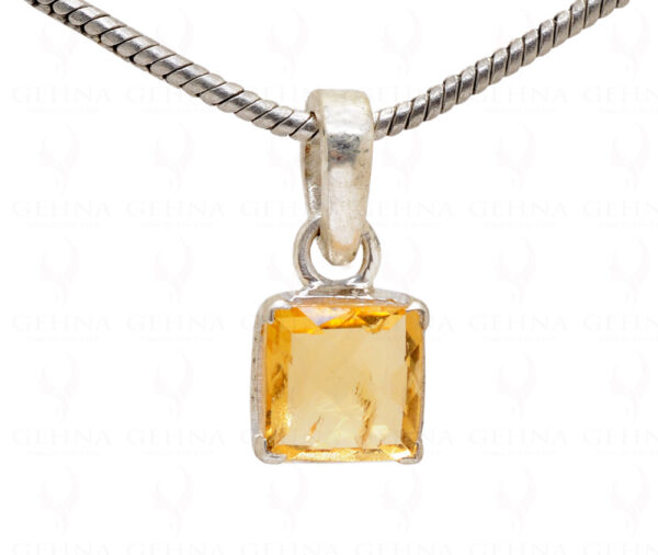 8 Mm Citrine Sqare Shape Gemstone 925 Silver Pendant SP02-1022