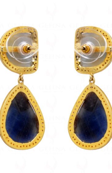 Blue & Yellow Sapphire Gemstone Studded 925 Sterling Silver Earrings Se011022